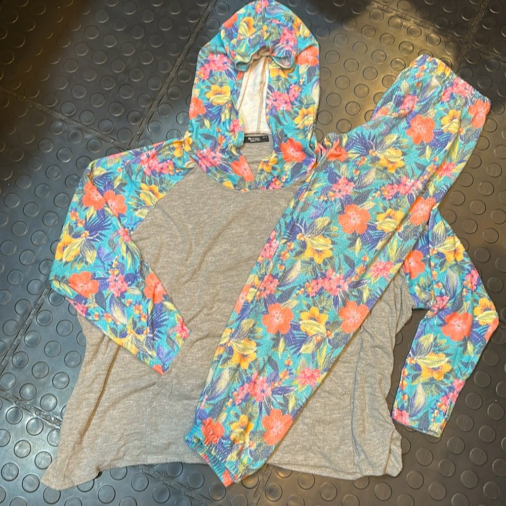 Michael Lauren Floral Hoodie and Jogger Set S
